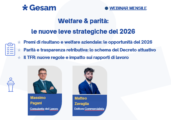 WEBINAR: WELFARE & PARITA': LE NUOVE LEVE STRATEGICHE DEL 2026